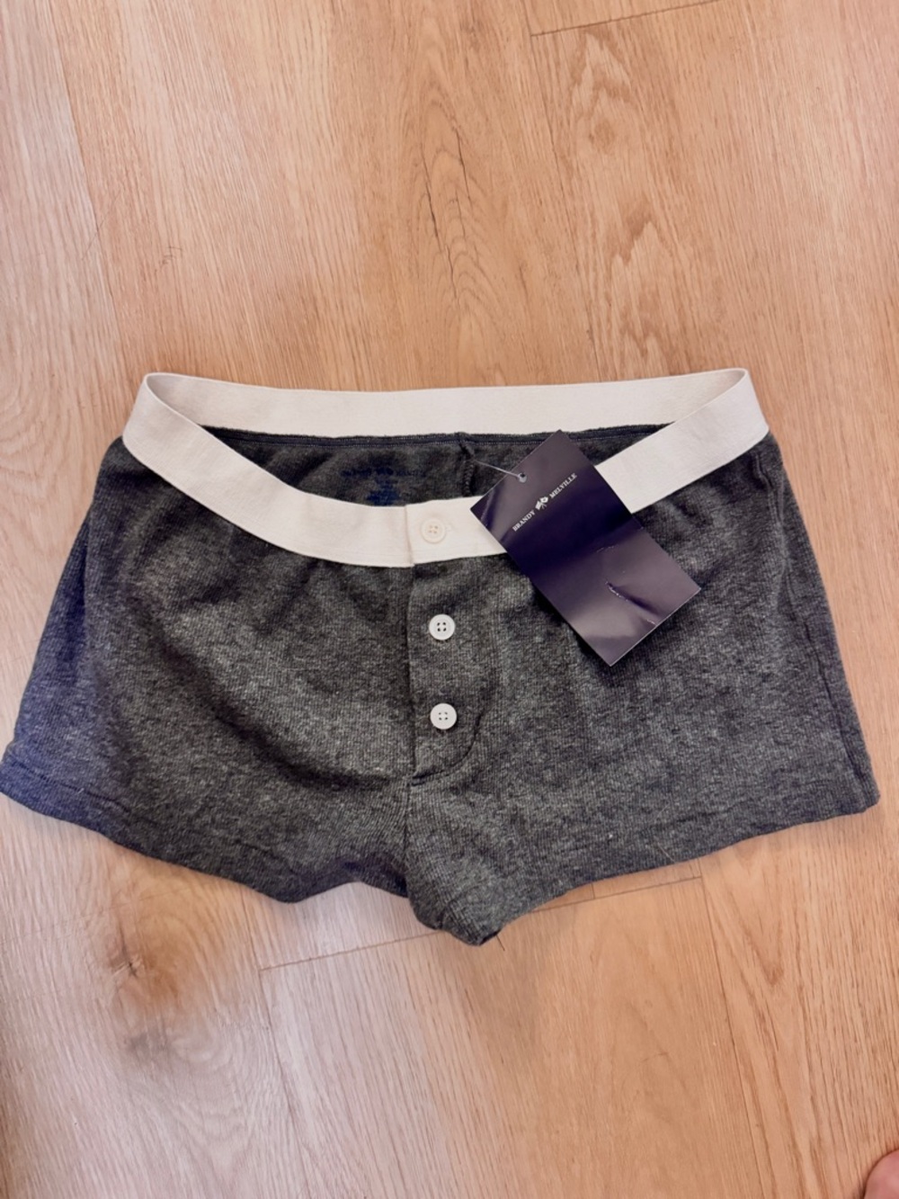 NWT Brandy Charcoal Gray Ribbed Cotton Boyshort Boxers